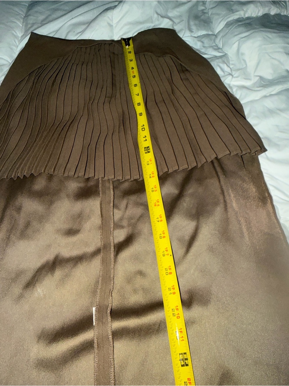 Zara Brown Pleated Overlay hi low Skirt - Picture 6 of 6